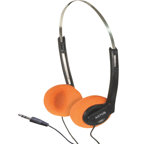 SoundLab A070B - Lightweight Stereo Headphones With Orange Pads