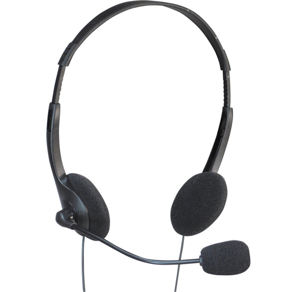 SoundLab A088D - Stereo PC Headset with Flexible Boom Microphone & In-line Volume Control
