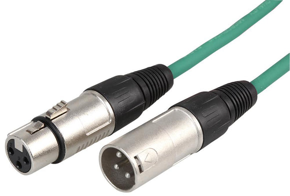 STAGG SMC3CGR - 3 Pin XLR Male to Female Microphone Lead 3m Green