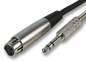 PRO SIGNAL PSG01345 - 6.35mm (1/4") Stereo Jack Plug to 3 Pin XLR Socket Lead, 5m Black