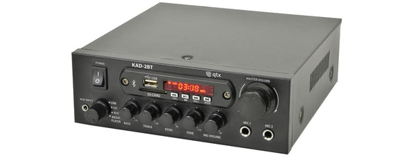QTX KAD-2BT - Karaoke Stereo Amplifier With Bluetooth & Media Player - 2x35W RMS
