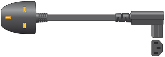 MERCURY Mains Power Leads UK - Right Angle IEC 10A 2m / Black