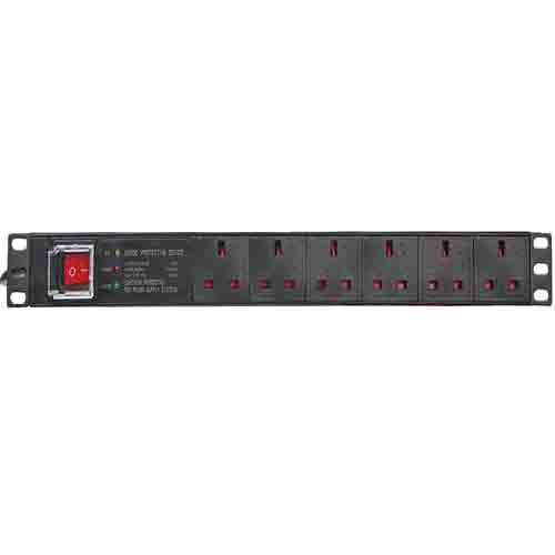 PULSE PDS6-SRG - 6 Way UK PDU with Surge Protection, 19