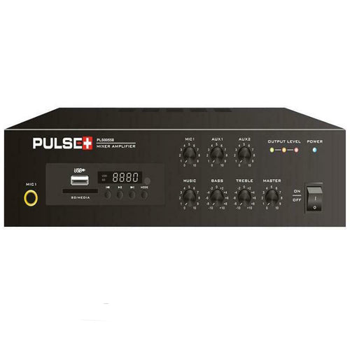 Pulse PLS00580 - 40W Compact 100V Line Desktop PA Mixer Amplifier with MP3 Player and Bluetooth - AV SOS