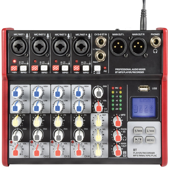 Citronic CSM-6 -  6 Channel Mixer with USB / Bluetooth Player - AV SOS