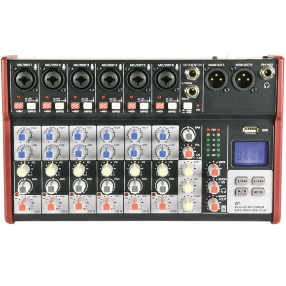 Citronic CSM-8 -  8 Channel Mixer with USB / Bluetooth Player - AV SOS