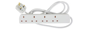 MERCURY 4 Gang Switched Extension Lead 13A 2M / White