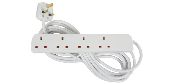MERCURY 4 Gang Switched Extension Lead 13A 5M / White