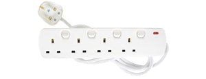 MERCURY 4 Gang Switched Extension Lead  13A 2M / White