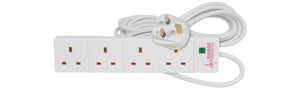 MERCURY 4 Gang Extension Lead with Surge Protection 13A 2M / White
