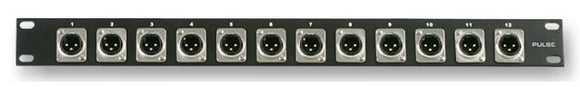 PULSE PLS00022 - 1U Rack Panel with 12x XLR Panel Male Sockets